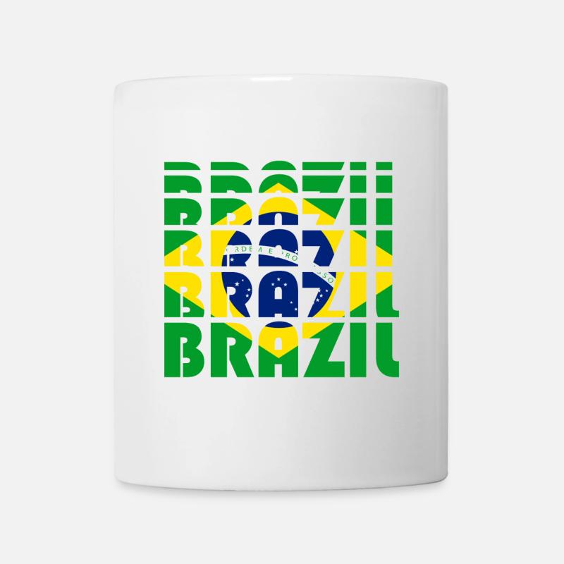 Mosaïque de fautes de frappe du drapeau brésilien - Mug blanc - blanc