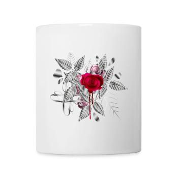 silver Valentine's Day arrangement with roses - Mug - white - Front