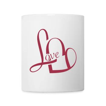 romantic Valentine's Day typography in red - Mug - white - Front