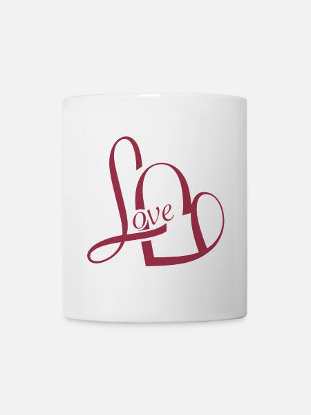 romantische Valentinstag Typografie in Rot - Tasse - Weiß