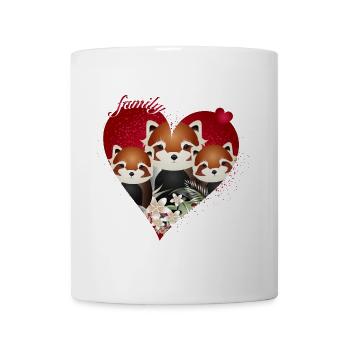 Magical Red Panda Bear Family with Red Heart - Mug - white - Front