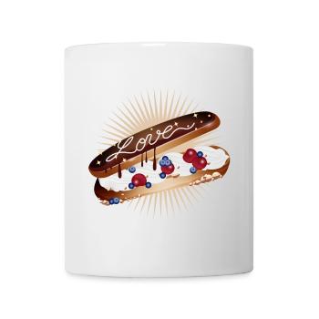 Illustration eines Eclairs mit Sahne und Liebe - Tasse - Weiß - Vorne