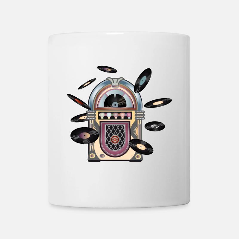 Jukebox au look rétro avec des disques - Mug blanc - blanc