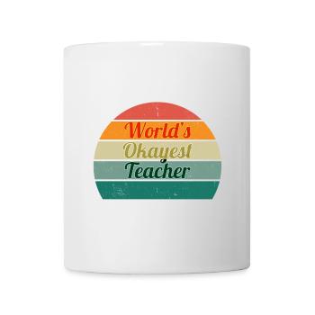 World's Okayest Teacher Retro Badge - Mug - white - Front