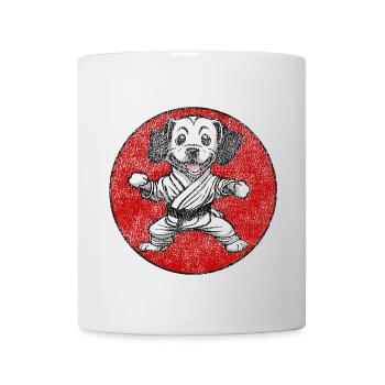 Used-look Hund in Karate Anzug Judo - Tasse - Weiß - Vorne