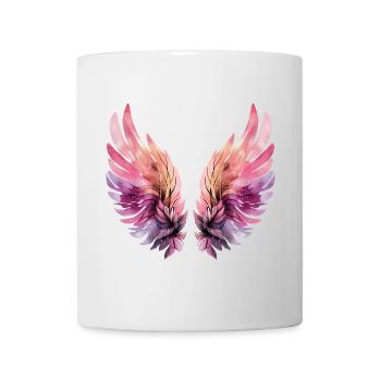 Rosa und lila Aquarellflügel - Tasse - Weiß - Vorne