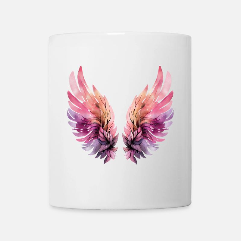 Ailes aquarelle rose et violette - Mug blanc - blanc