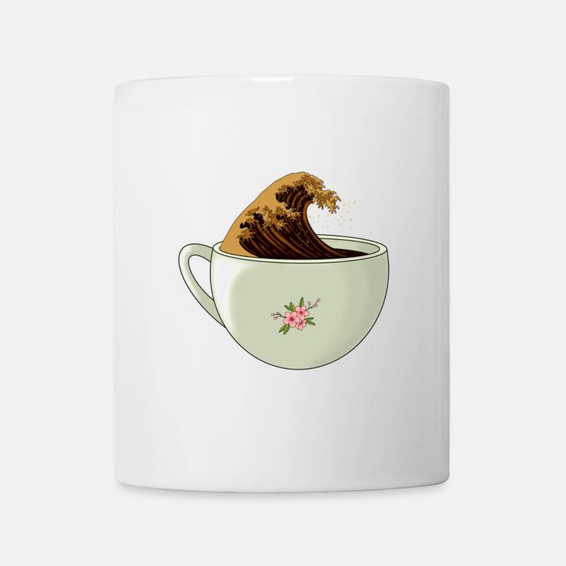 Die große Welle Koffein - Tasse - Weiß