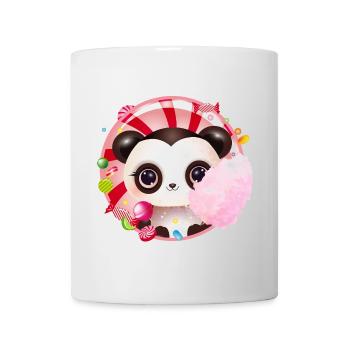 Cute panda bear with cotton candy & candy - Mug - white - Front