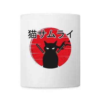 Samurai Kitten Ninja Cat Japanese Vintage Sunset - Mug - white - Front