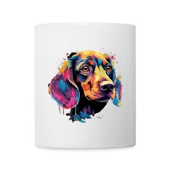 Teckel Chien Teckel Aquarelle Art Tête de Chien - Mug blanc - blanc - Devant
