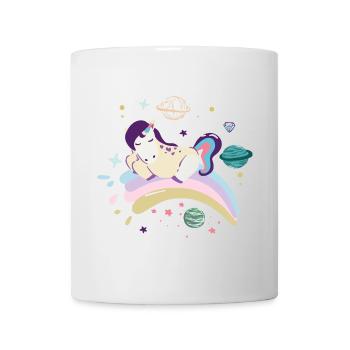 Cosmic Dream Einhorn auf Regenbogen - Tasse - Weiß - Vorne