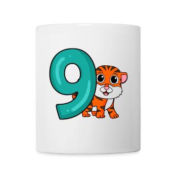 9th Birthday Motif Tiger - Nine Years - Mug - white - Front
