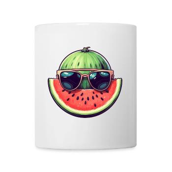 Coole Wassermelone - Design mit Sonnenbrille und M - Tasse - Weiß - Vorne