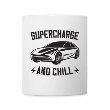 Supercharge And Chill - für Elektro Auto Fans - Tasse - Weiß - Vorne