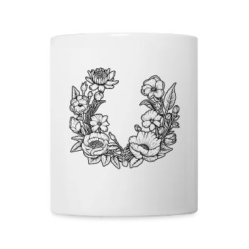 Flower Wreath Flowers Bees Meadow Wedding Blossoms - Mug - white - Front