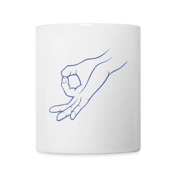 Handzeichen Loch Gereingeguckt Kinderspiel - Tasse - Weiß - Vorne