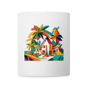 House under palm trees by the sea - Mug - white - Front