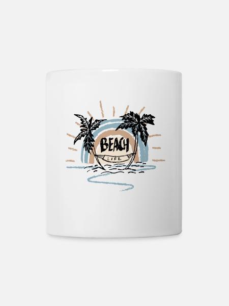 Strandleben Sonnenaufgang Bogen - Tasse - Weiß