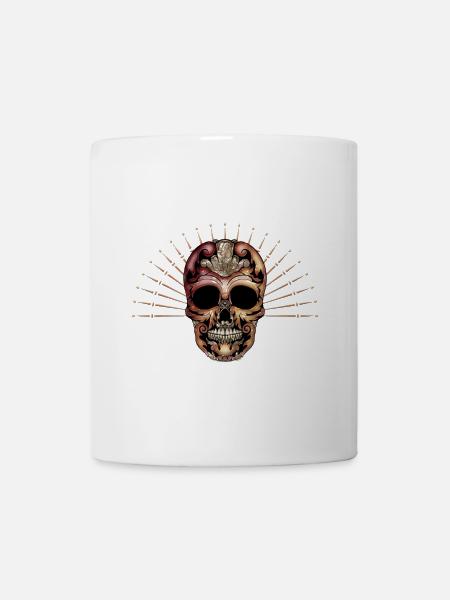 Eleganter Deko-Totenkopf - Tasse - Weiß