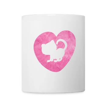 Heart Cat Fur Cat Fluffy Silhouette Love Fan - Mug - white - Front