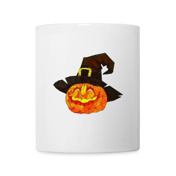 Polygonal Halloween Pumpkin Triangular Poly Art - Mug - white - Front