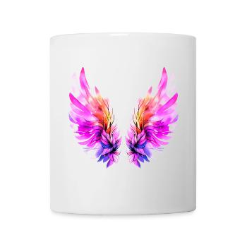 Leuchtend rosa Engelsflügel - Tasse - Weiß - Vorne