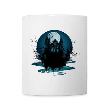 dark castle at night under full moon - Mug - white - Front