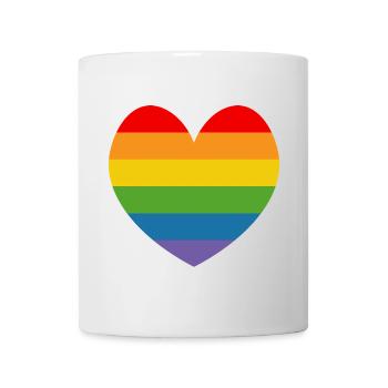 LGBT CSD TShirt Regenbogen HERZ - Tasse - Weiß - Vorne