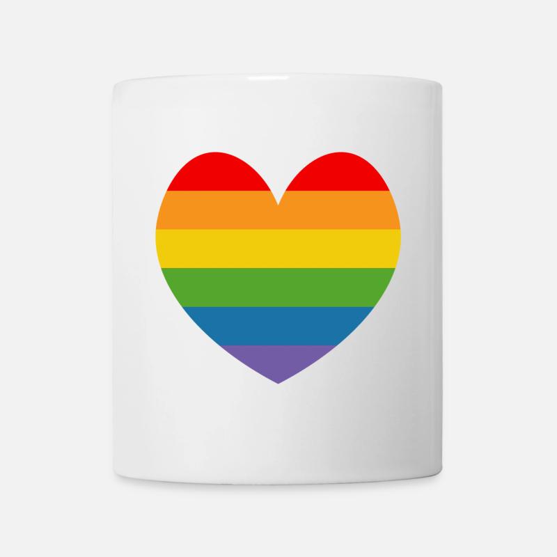 LGBT CSD TShirt Rainbow HEART - Mug - white