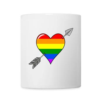Herz und Pfeil Liebe Regenbogenflagge - Tasse - Weiß - Vorne