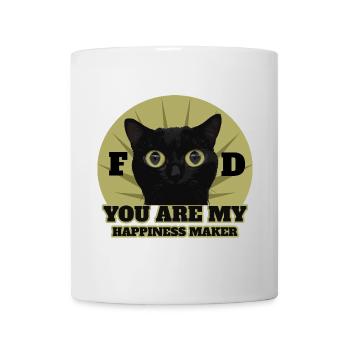 Süße Schwarze Katze - Tasse - Weiß - Vorne