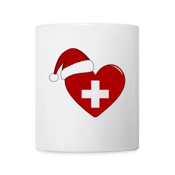 Coeur de Noël drapeau suisse - Mug blanc - blanc - Devant