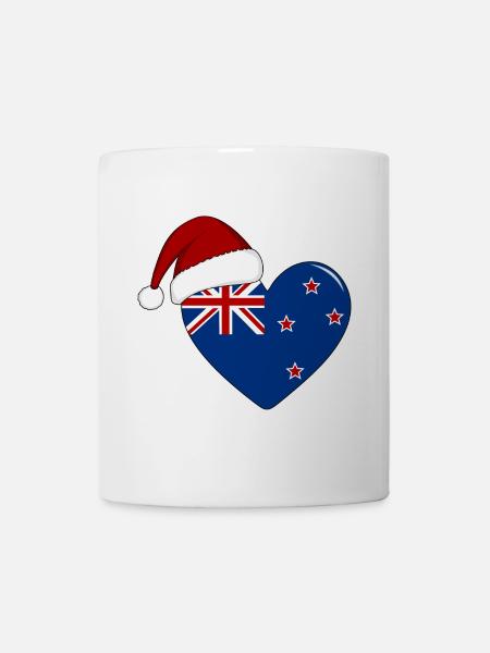 Neuseeland Flagge Weihnachtenn Herz - Tasse - Weiß