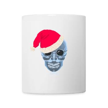 Chapeau de père Noël crâne aux rayons X, dessin - Mug blanc - blanc - Devant