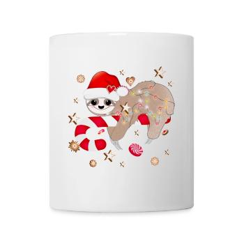 witziges Faultier mit Zuckerstange für Weihnachten - Tasse - Weiß - Vorne