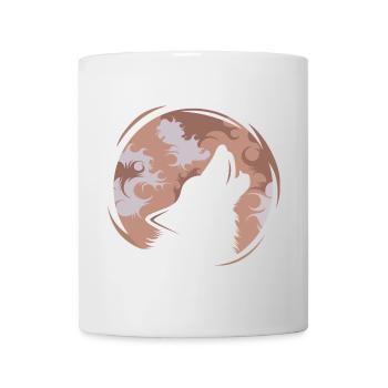 Wolf Illustration Symbol Logo Mond Abend icon - Tasse - Weiß - Vorne