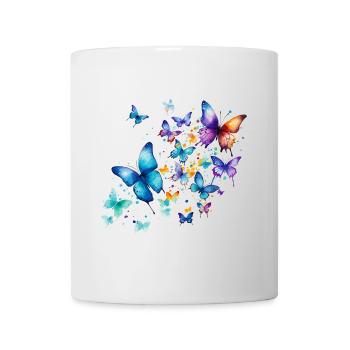 Papillons Coloré Coloré Belle Art Nature - Mug blanc - blanc - Devant
