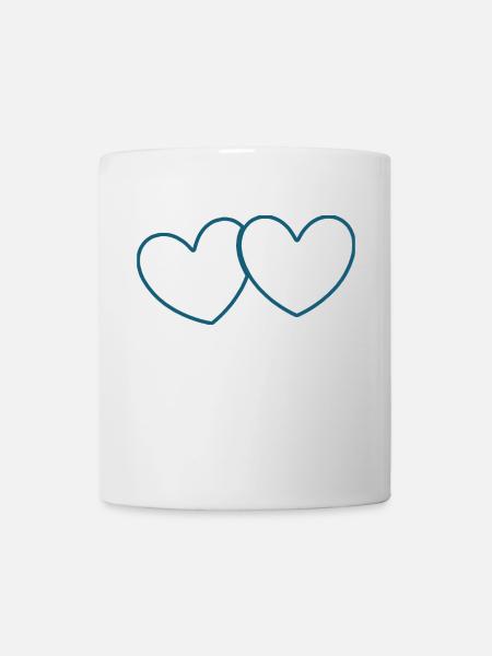 blaues Herz Valentinstag - Tasse - Weiß