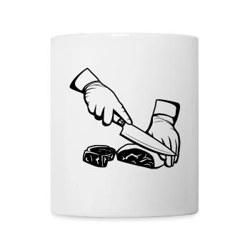 Cutting meat - Mug - white - Front