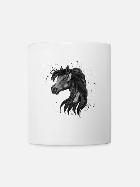 Motif gracieux du cheval noir - Mug blanc - blanc