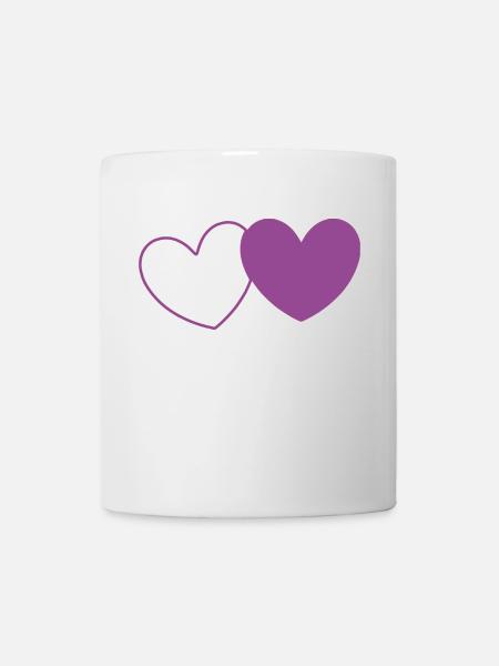 Coeur Violet 2 Coeurs Saint Valentin - Mug blanc - blanc