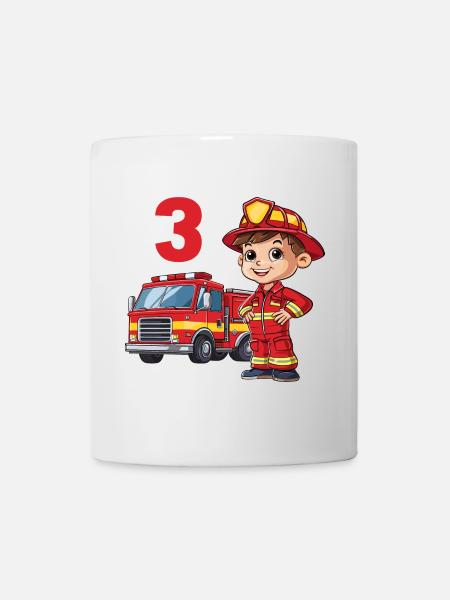Camion de pompiers 3 anniversaire pompier pompier - Mug blanc - blanc