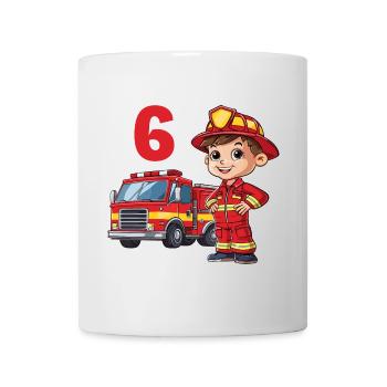 Pompier 6 Anniversaire Camion de pompiers Pompier - Mug blanc - blanc - Devant