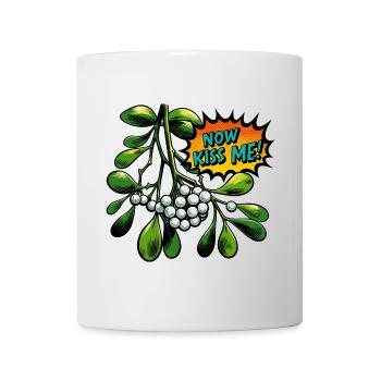 Mistelzweig Now Kiss Me PopArt - Tasse - Weiß - Vorne