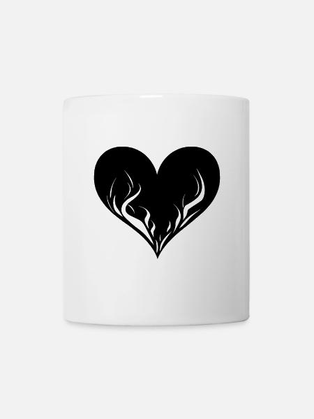 Herz mit Flammen - Tasse - Weiß