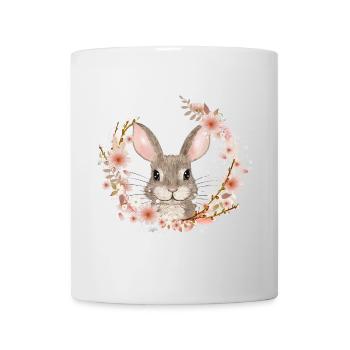 Spring wreath with rabbit as Easter bunny - Mug - white - Front