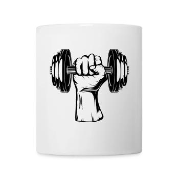 Dumbbell in hand - lifting weight for bodybuilders - Mug - white - Front