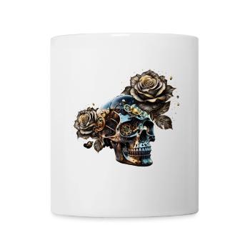 Stunning dark steampunk skull with roses - Mug - white - Front
