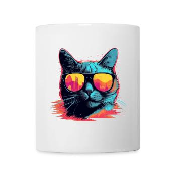 90s Cat Retrowave - Mug - white - Front